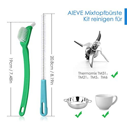 AIEVE Cepillo De Limpieza, Juego De Limpieza De Cepillos De 2 Piezas para Limpiar Todas Las Ollas De Mezcla Cuchillas De Mezcla - Ideal para Thermomix Tm5 Tm6 Tm31 Tm21