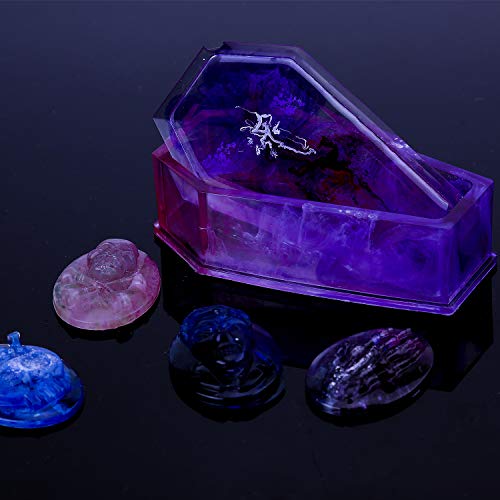 AIEX 2 Piezas Moldes De Silicona De Halloween Molde De Ataúd, Molde De Elementos De Halloween Que Incluye Mano De Calavera, Vampiro, Calavera, Para Manualidades, Fabricación De Joyas