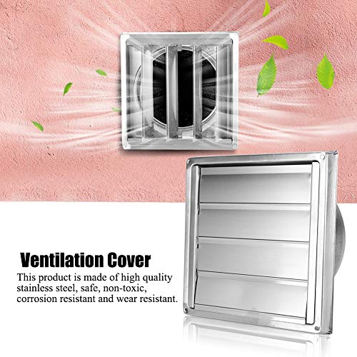 Aiggend Salida de Humos, de Acero Inoxidable de 150 mm Cuadrado de Rejilla Activa de Salida de Aire de ventilación Cubierta Campana de Pared Exterior
