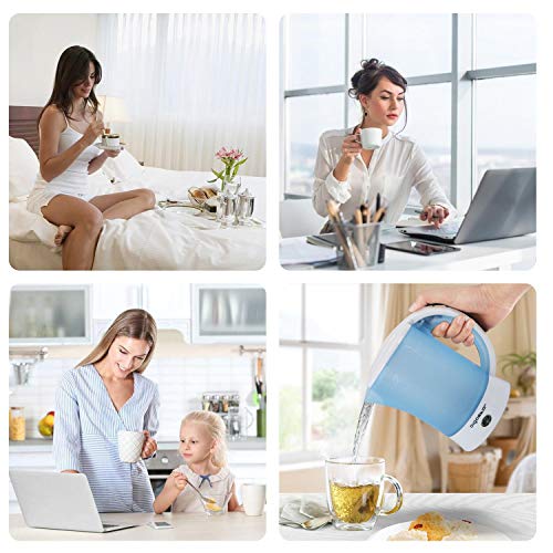 Aigostar Walking Drip 30JQK–Hervidor Agua Electrico Compacto 650 W, 0,6 litros, protección contra la ebullición en seco. Libre de BPA. Incluye dos tazas y dos cucharas de regalo. Diseño exclusivo.