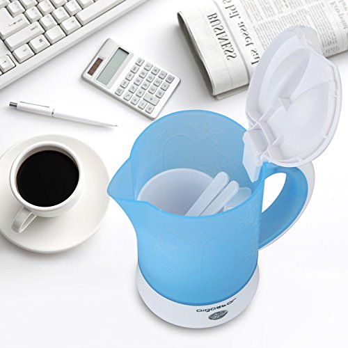 Aigostar Walking Drip 30JQK–Hervidor Agua Electrico Compacto 650 W, 0,6 litros, protección contra la ebullición en seco. Libre de BPA. Incluye dos tazas y dos cucharas de regalo. Diseño exclusivo.