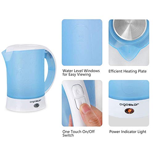 Aigostar Walking Drip 30JQK–Hervidor Agua Electrico Compacto 650 W, 0,6 litros, protección contra la ebullición en seco. Libre de BPA. Incluye dos tazas y dos cucharas de regalo. Diseño exclusivo.