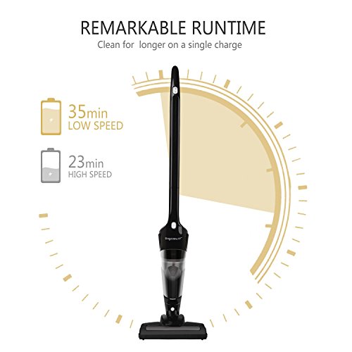 Aigostar Wand 33IWU - Aspirador vertical ciclónico inalámbrico 2 en 1. Batería recargable 2200mAh, apto para succionar líquidos, silencioso, capacidad 0.4L, 2 cepillos incluídos. Diseño exclusivo