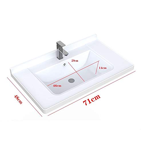AIGUO Lavabo, Baño Lavabo, sobre El Lavabo Contrario 61cm / 71cm / 81cm / 91cm / 101cm, Integrada De Las Cuencas De Cerámica, De Pared Lavabo, Incorporada Lavabo (Size : 71cm)