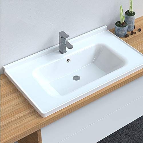 AIGUO Lavabo, Baño Lavabo, sobre El Lavabo Contrario 61cm / 71cm / 81cm / 91cm / 101cm, Integrada De Las Cuencas De Cerámica, De Pared Lavabo, Incorporada Lavabo (Size : 71cm)