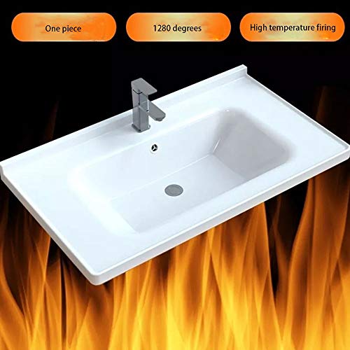 AIGUO Lavabo, Baño Lavabo, sobre El Lavabo Contrario 61cm / 71cm / 81cm / 91cm / 101cm, Integrada De Las Cuencas De Cerámica, De Pared Lavabo, Incorporada Lavabo (Size : 71cm)