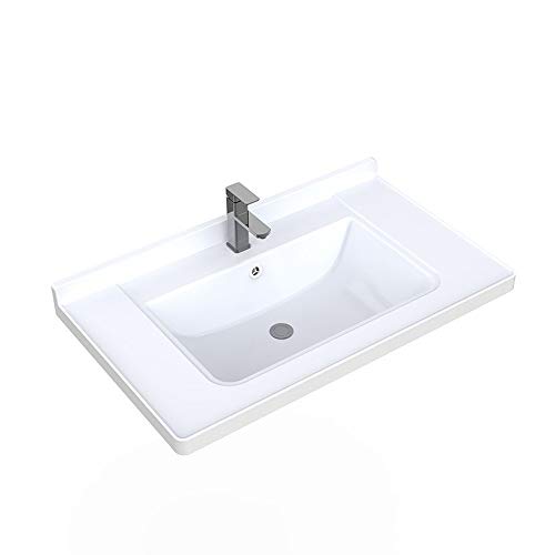 AIGUO Lavabo, Baño Lavabo, sobre El Lavabo Contrario 61cm / 71cm / 81cm / 91cm / 101cm, Integrada De Las Cuencas De Cerámica, De Pared Lavabo, Incorporada Lavabo (Size : 71cm)