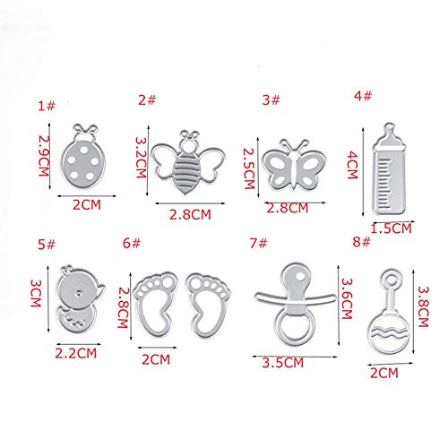 AILOVA 9pcs troqueles de corte de metal para álbumes de recortes, traje de bebé DIY álbum de fotos tarjetas decorativas en relieve plantilla de manualidades