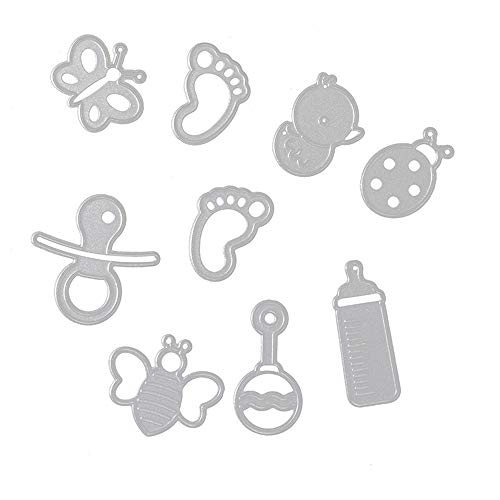 AILOVA 9pcs troqueles de corte de metal para álbumes de recortes, traje de bebé DIY álbum de fotos tarjetas decorativas en relieve plantilla de manualidades