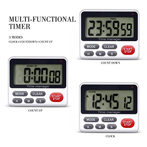 AIMILAR - Temporizador digital de cuenta regresiva para cocina, con alarma magnética, color blanco.