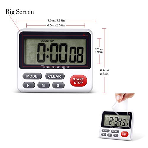 AIMILAR - Temporizador digital de cuenta regresiva para cocina, con alarma magnética, color blanco.