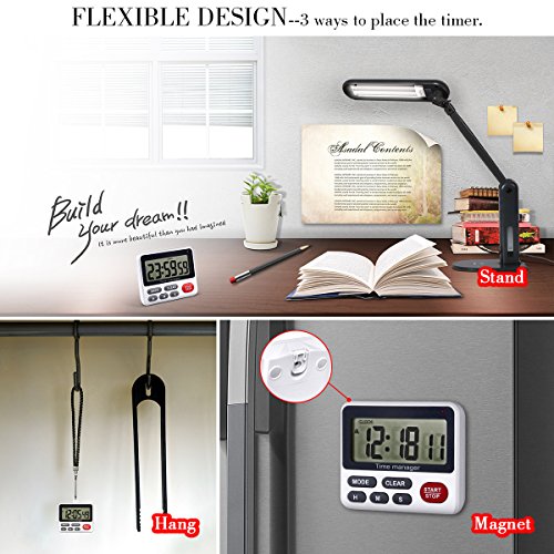 AIMILAR - Temporizador digital de cuenta regresiva para cocina, con alarma magnética, color blanco.