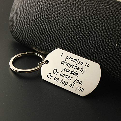 Aimrio Joyería Regalo de llaveros de Acero Inoxidable Etiqueta de Perro grabada I Promise to Always be Your Side Plata Encantos Colgantes de Llavero
