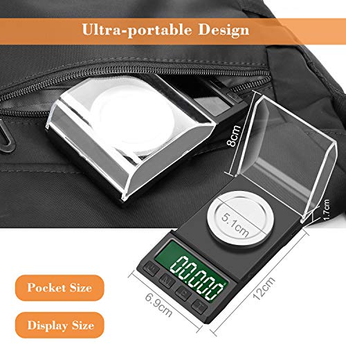 AIMTOP Báscula Precision 0.001g × 50g, Báscula Cocina Digital con Cable USB, Báscula Miligramos Báscula de Joyería, Peso de Cocina Digital con Pantalla LCD y 8 Unidades, Función de Tara