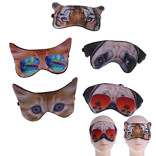 AINIYUE Máscara de Ojos para los Animales durmientes, Moda Sombra de Ojos para Dormir Herramientas, Lindo 3D Animal impresión Dormir máscara de Ojos, para niños y niñas cumpleaños Presente 4