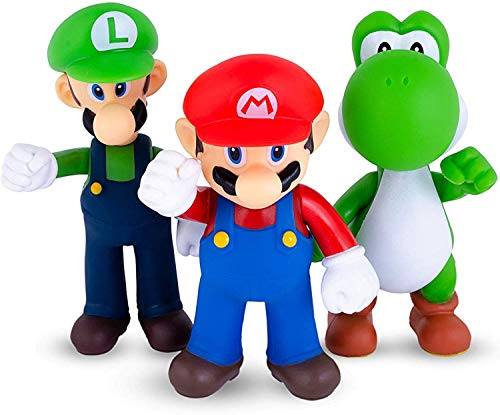 AINOLWAY 3pcs / Set Super Mario Toys - Figuras de Mario y Luigi - Figuras de acción de Yoshi y Mario Bros Figuras de Juguete de PVC de Mario