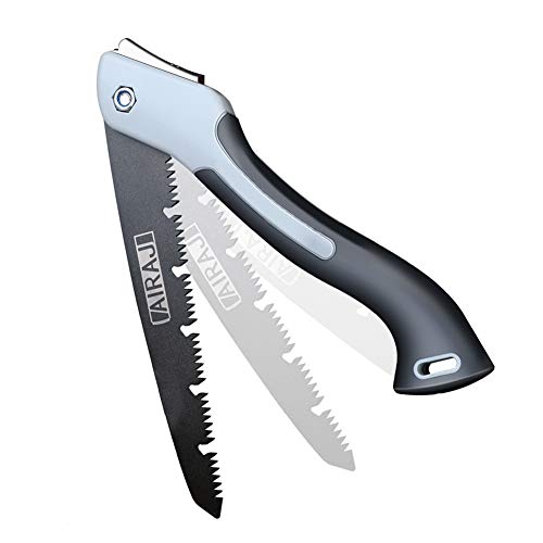 AIRAJ10 pulgadas Sierra de podar, sierra manual plegable avanzada, hoja de acero de alto carbono SK5, adecuada para el hogar, jardinería, poda de árboles, sierra manual para cortar madera