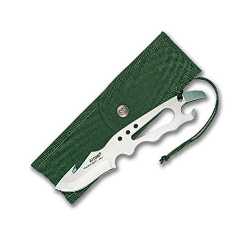 Aitor Cuchillo Skinner JK I con Hoja de Acero INOX de 3,5 cm y tamaño Total de 18 cm para Caza, Pesca, Supervivencia y bushcraft + Portabotellas Regalo