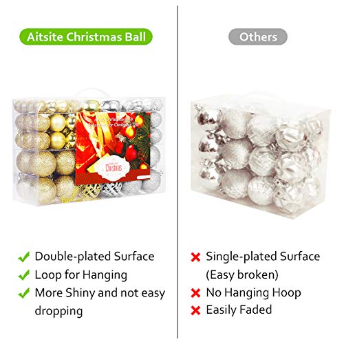 Aitsite Bolas de Navidad 6 cm Bolas de árbol de Navidad Adorno de Pared Colgante de Pared Adornos Decoraciones Árbol Bolas Decorativas Boda de Fiesta Suministro Hogar Decoraciones para Festivales