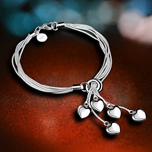 AIUIN - Pulsera estilo de colgante de amor para pulsera de mujer, con cadena, joyas, muñecas, decoración, regalo de cumpleaños, Navidad, San Valentín, incluye bolsa de joyas