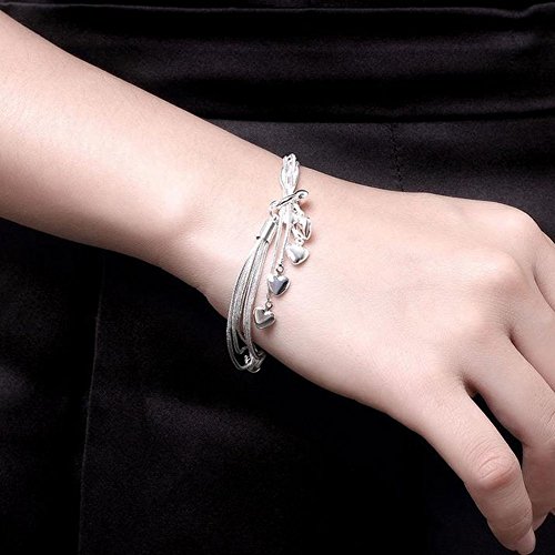 AIUIN - Pulsera estilo de colgante de amor para pulsera de mujer, con cadena, joyas, muñecas, decoración, regalo de cumpleaños, Navidad, San Valentín, incluye bolsa de joyas