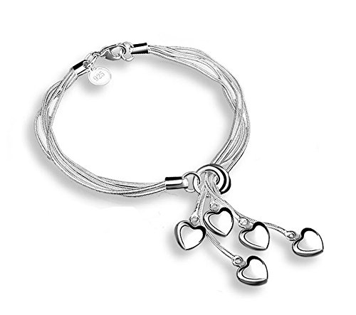 AIUIN - Pulsera estilo de colgante de amor para pulsera de mujer, con cadena, joyas, muñecas, decoración, regalo de cumpleaños, Navidad, San Valentín, incluye bolsa de joyas