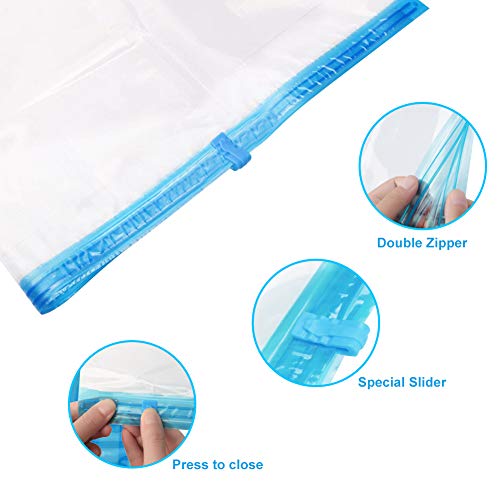 AJOXEL 12 Unidades Bolsas de Almacenaje al Vacío para Viajes y Ropa, Bolsas al Vacío para Ahorrar Espacio y Sacar el Aire,Ideal para Guardar la Ropa, Edredones & Almohadas, Sin Necesidad de Bomba