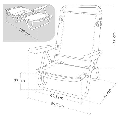 Aktive 53962 - Silla multiposición aluminio 61 x 43 x 82 cm - mediterráneo