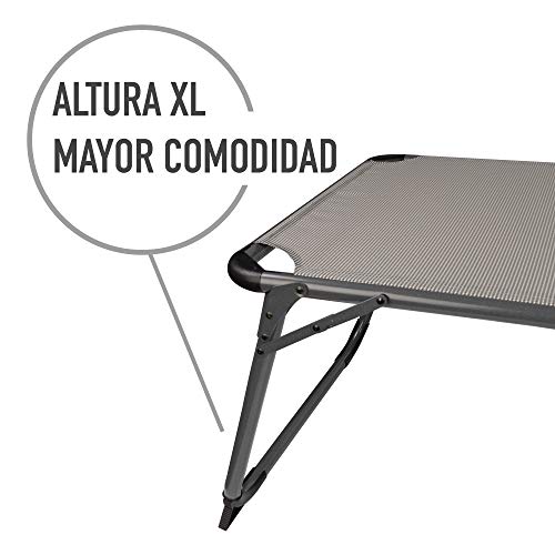 Aktive 62613 Tumbona plegable multiposición con parasol 193x67x85 cm Camping, Gris