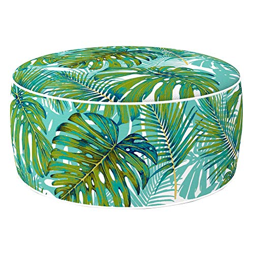 Aktive 79037 - Puff hinchable Ottoman, poliéster hilado, repele el agua, 53 x 23 cm, tropical verde turquesa