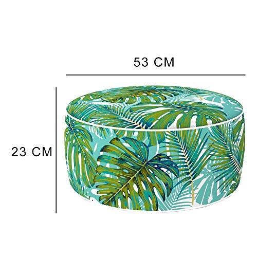 Aktive 79037 - Puff hinchable Ottoman, poliéster hilado, repele el agua, 53 x 23 cm, tropical verde turquesa