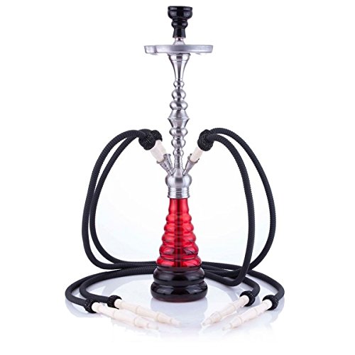 Aladin Origins Havanna - Pipa de Agua (4 Tubos, 87 cm), Color Negro y Rojo