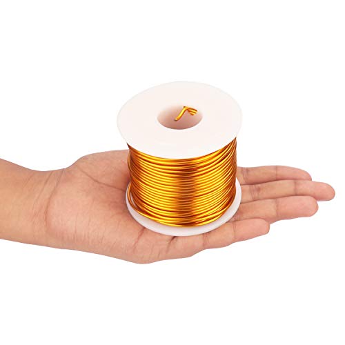 Alambre Bisuteria- Calibre 12 (2mm) Alambre de Aluminio Color Oro 30 Metros de Largo- Alambre Manualidades Anodizado se puede Doblar para Manualidades, Esculpir, Floral, Modelado, Joyas, Bricolaje