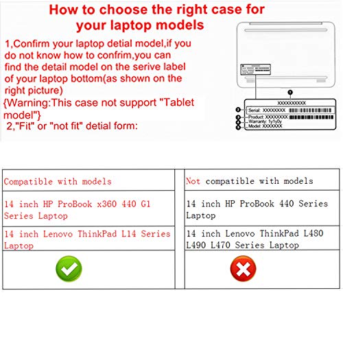 Alapmk Diseñado Especialmente La Funda Protectora de Cuero de PU para 14" HP ProBook x360 440 G1 & Lenovo ThinkPad L14 Series Laptop(No Compatible con: ProBook 440 Series),Love Tree