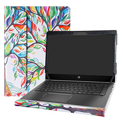 Alapmk Diseñado Especialmente La Funda Protectora de Cuero de PU para 14" HP ProBook x360 440 G1 & Lenovo ThinkPad L14 Series Laptop(No Compatible con: ProBook 440 Series),Love Tree