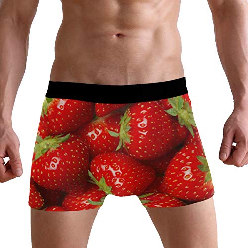 ALARGE - Calzoncillos bóxer para Hombre, diseño de Fresas y Frutas, Calzoncillos Cortos Suaves y elásticos para Hombre y niño, Tallas S-XL
