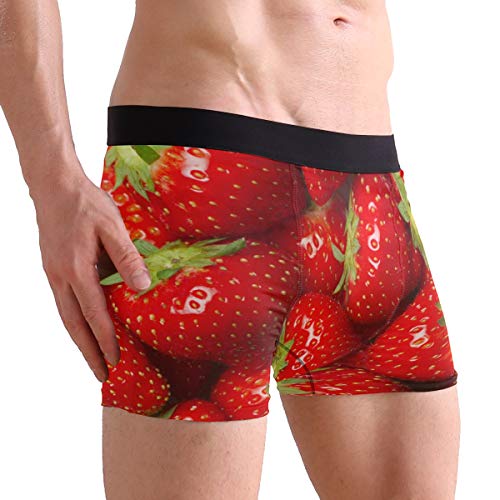 ALARGE - Calzoncillos bóxer para Hombre, diseño de Fresas y Frutas, Calzoncillos Cortos Suaves y elásticos para Hombre y niño, Tallas S-XL