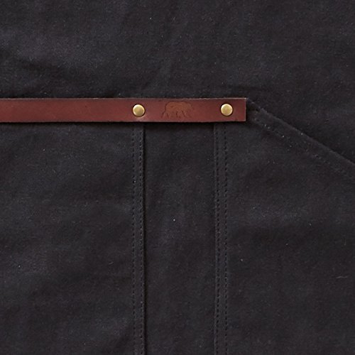 Alaskan MAKER - Delantal de trabajo premium de algodón revestido y piel auténtica N° 547 – Correas cruzadas ultra cómodas, unisex y talla universal (negro)