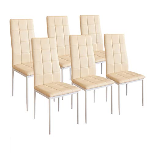 Albatros Silla Rimini, Set de 6 sillas, Beige, certificada por la SGS, Silla de Comedor