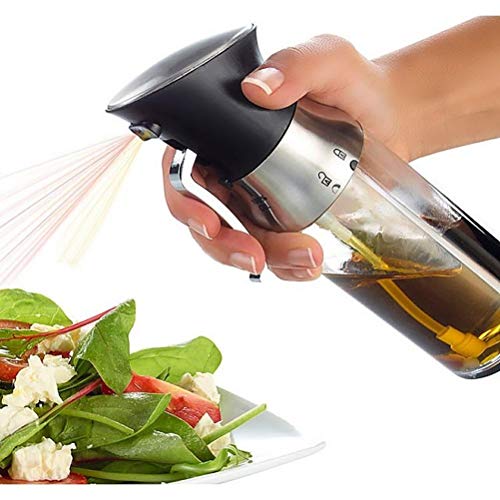 ALBEFY Botella de Spray de Aceite 2 en 1, Botella de Aceite Comestible, Botella de Vinagre, 200 ml, Diseño de Acero Inoxidable 304, Utilizada para Cocinar en la Cocina, Barbacoa, Hornear