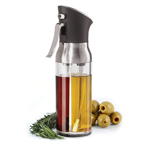 ALBEFY Botella de Spray de Aceite 2 en 1, Botella de Aceite Comestible, Botella de Vinagre, 200 ml, Diseño de Acero Inoxidable 304, Utilizada para Cocinar en la Cocina, Barbacoa, Hornear