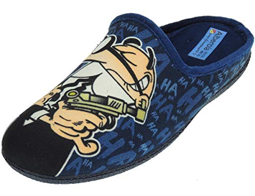 ALBEROLA LC9109 Zapatilla Chinela Descalza Destalonada Mortadelo y Filemón Cuña Interna Bamara Atercipelada Casa Hombre Marino Talla 43