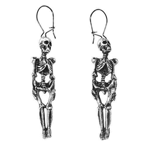 Alchemy Gothic - Par de pendientes de esqueleto gótico para colgar