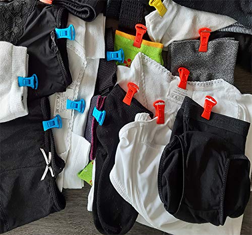Alcrea Pinzas para Ropa. Emparejan Calcetines para Lavadora, Secadora, Muy cómodo y rápido de Tender, clasificar y al cajón. Pequeñas, de 4 Colores, plástico sin Acero, con Gancho para tendedero