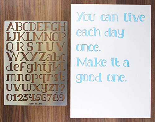 Aleks Melnyk #45 Plantillas Stencils de Metal para estarcir/Abecedario, Letters, Letras, Alfabeto, Numeros Grandes/para Arte Manualidades/Plantillas para Estarcidos/3 piezas/Bricolaje, DIY
