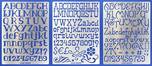 Aleks Melnyk #45 Plantillas Stencils de Metal para estarcir/Abecedario, Letters, Letras, Alfabeto, Numeros Grandes/para Arte Manualidades/Plantillas para Estarcidos/3 piezas/Bricolaje, DIY