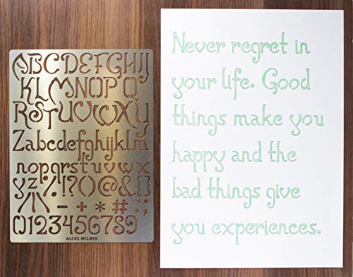 Aleks Melnyk #45 Plantillas Stencils de Metal para estarcir/Abecedario, Letters, Letras, Alfabeto, Numeros Grandes/para Arte Manualidades/Plantillas para Estarcidos/3 piezas/Bricolaje, DIY