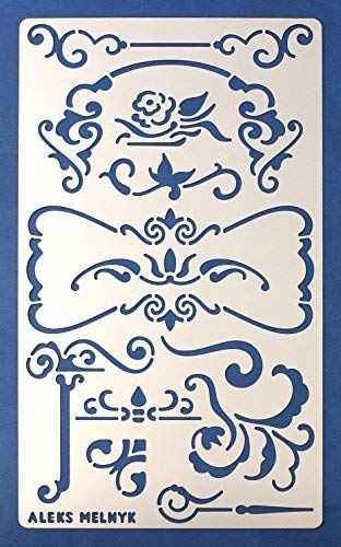 Aleks Melnyk #6 Plantilla Stencil de Metal para estarcir/Vintage, Flores/para Arte Manualidades y decoración/Plantilla para Estarcidos/para Pintar con Aerógrafo/1 piezas/Bricolaje, DIY