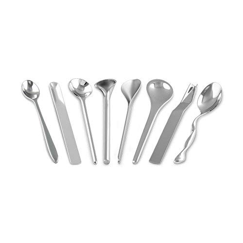 Alessi Cucharas de Diseño para Café en Acero Inoxidable 18/10 Brillante, Set De 8, única