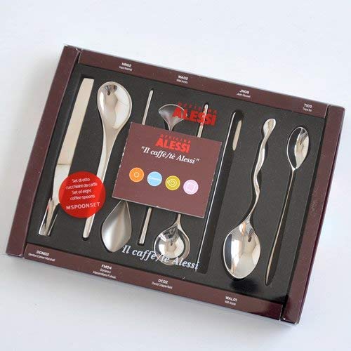 Alessi Cucharas de Diseño para Café en Acero Inoxidable 18/10 Brillante, Set De 8, única